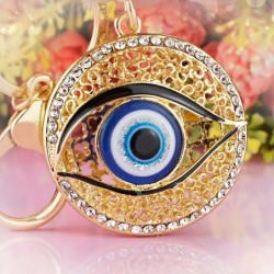 Round hollow keychain - with a crystal eyeKeyrings