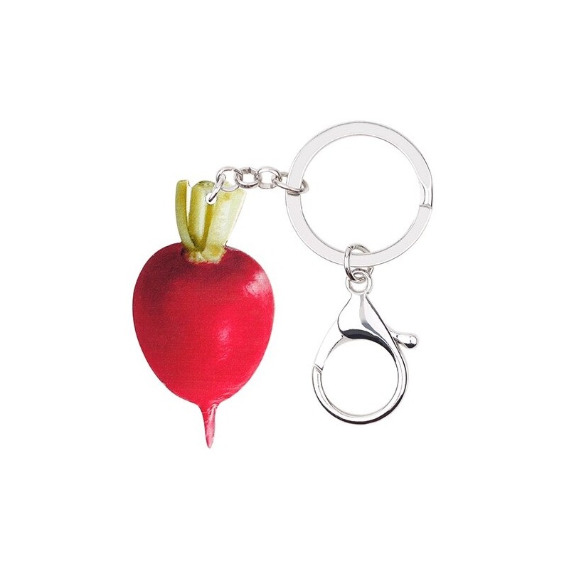 Metal keychain with acrylic red radishKeyrings