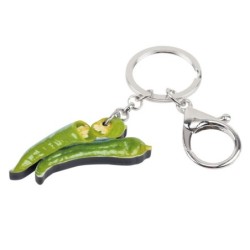 Metal keyring - with acrylic green peppersKeyrings