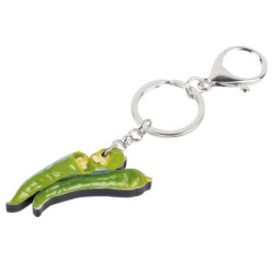 Metal keyring - with acrylic green peppersKeyrings