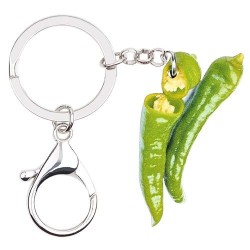 Metal keyring - with acrylic green peppersKeyrings