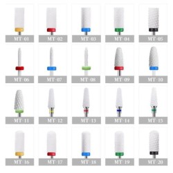 Replaceable rotary heads - bits - for electric nail drill - ceramic tungsten carbide - manicure / pedicureNail drills