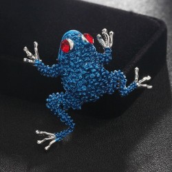 Small crystal frog with red eyes - vintage broochBrooches