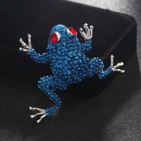 Small crystal frog with red eyes - vintage broochBrooches