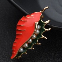 Red sea mussel with pearls - elegant broochBrooches