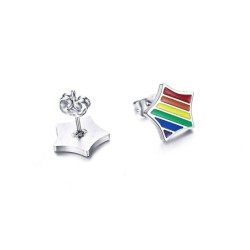 Rainbow star stud earrings - stainless steel - unisexEarrings