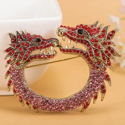 Double headed crystal dragon - vintage broochBrooches