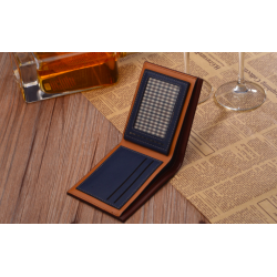 Trendy men's short wallet - iron edge - horizontal / vertical - leatherWallets