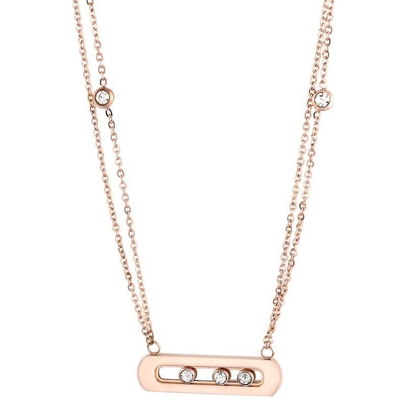 Elegant necklace - with sliding crystals - stainless steelNecklaces