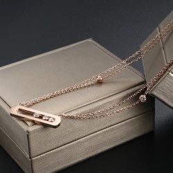 Elegant necklace - with sliding crystals - stainless steelNecklaces