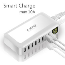 QC3.0 fast charger - 8-port USB HUB - LED display - 60WChargers