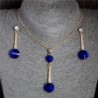 Elegant gold jewellery set - necklace / earrings - with crystals - round hollow pendantJewellery Sets