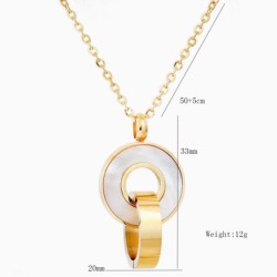 Fashionable gold jewelry set - double circles shell pendant - necklace / earringsJewellery Sets