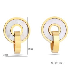 Fashionable gold jewelry set - double circles shell pendant - necklace / earringsJewellery Sets