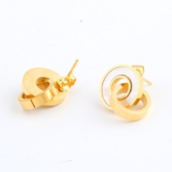 Fashionable gold jewelry set - double circles shell pendant - necklace / earringsJewellery Sets