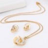 Fashionable gold jewelry set - double circles shell pendant - necklace / earringsJewellery Sets