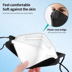 Face / mouth protective masks - antibacterial - reusable - 4-ply - FPP2 - KN95 - black / whiteMouth masks