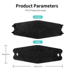 Face / mouth protective masks - antibacterial - reusable - 4-ply - FPP2 - KN95 - black / whiteMouth masks