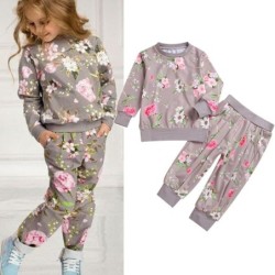 Classic set for kids - long sleeve jumper - pants - with floral printClothes