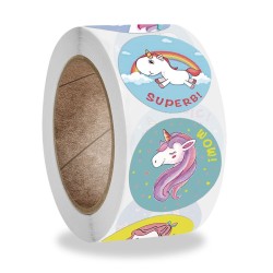Decorative round stickers - rewards labels - for kids - unicorn / sun / cloud / thank you / superDecoration
