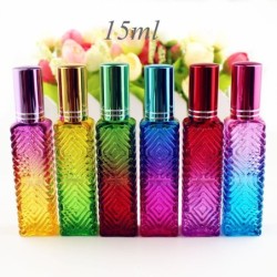 Colorful square glass bottle - with atomizer - refillable - for perfume - 15mlPerfumes