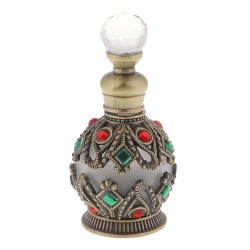 Vintage empty glass bottle - with crystals - perfume container - with dropper - 15mlPerfumes