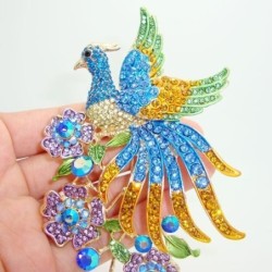Fashionable brooch - with colorful crystal peacockBrooches