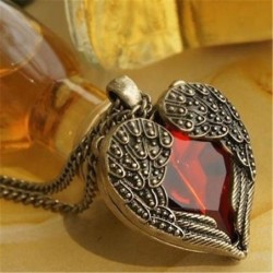 Exclusive necklace with heart shaped pendant with red crystal - vintage bronzeNecklaces