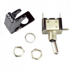 Car SPST toggle rocker switch with LED - 12V 20A - carbon coverSwitches