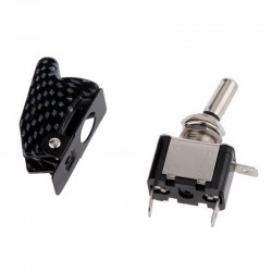 Car SPST toggle rocker switch with LED - 12V 20A - carbon coverSwitches