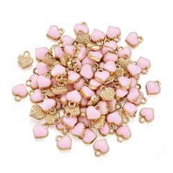 Heart shaped small pendants - for jewelry making - bracelets / necklaces - 100 piecesBracelets