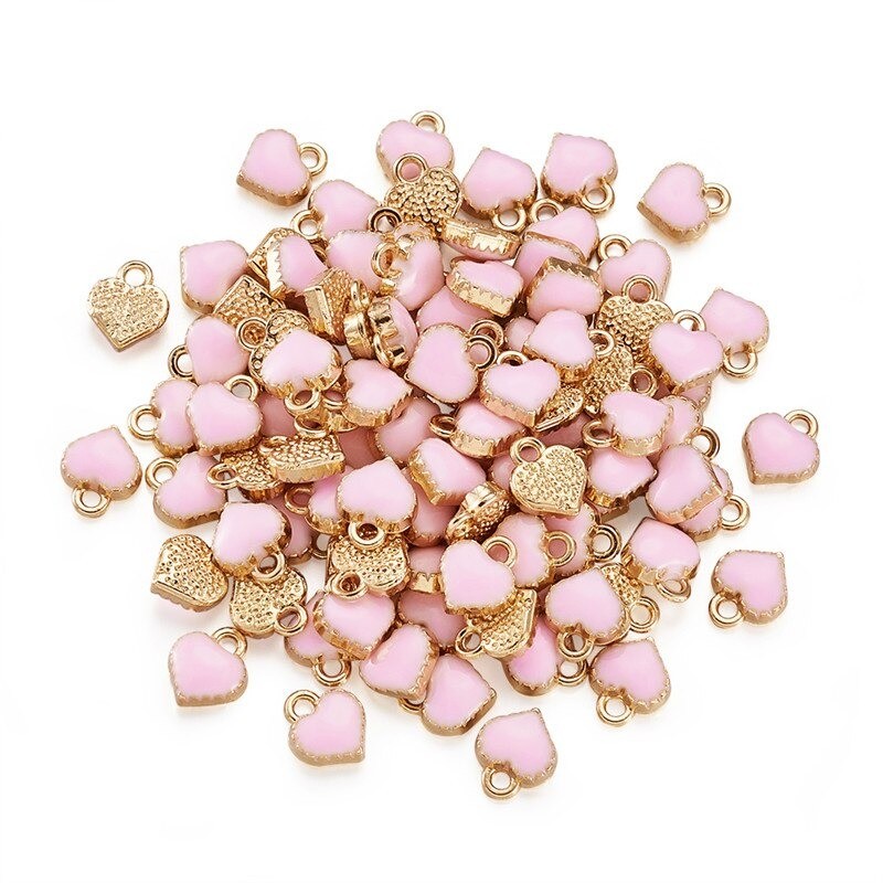Heart shaped small pendants - for jewelry making - bracelets / necklaces - 100 piecesBracelets