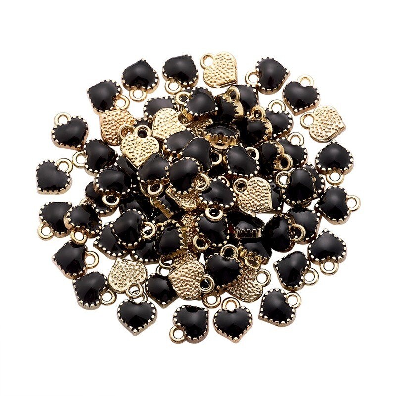 Heart shaped small pendants - for jewelry making - bracelets / necklaces - 100 piecesBracelets