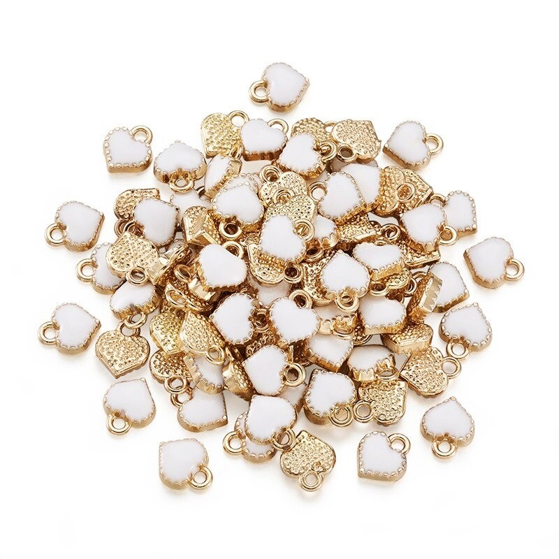 Heart shaped small pendants - for jewelry making - bracelets / necklaces - 100 piecesBracelets