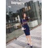 Elegant striped pencil dress - with long sleeveDresses