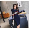 Elegant striped pencil dress - with long sleeveDresses