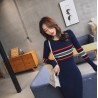 Elegant striped pencil dress - with long sleeveDresses