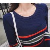 Elegant striped pencil dress - with long sleeveDresses