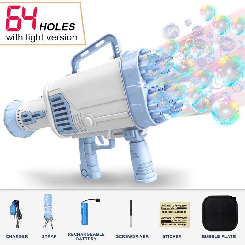 Electric bubble gun / machine - with cooling fan / lights - 64-holesToys Electric bubble gun / machine - with cooling fan / lights - 64-holesToys