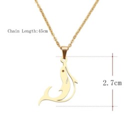 Jumping dolphin pendant - with chain - stainless steelNecklaces