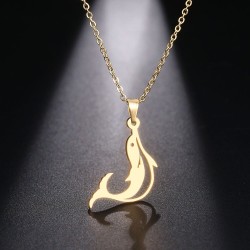 Jumping dolphin pendant - with chain - stainless steelNecklaces