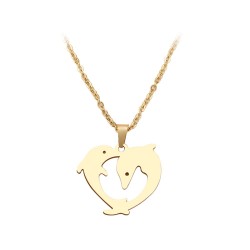 Double dolphin pendant - with necklaceNecklaces