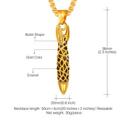 Bullet shaped pendant - with necklace - stainless steelNecklaces