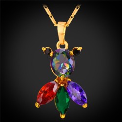 Elegant necklace with colorful crystal fishNecklaces