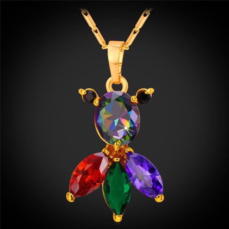 Elegant necklace with colorful crystal fishNecklaces