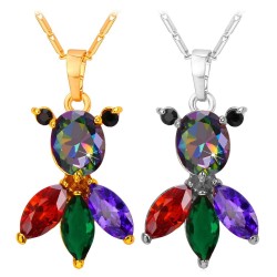 Elegant necklace with colorful crystal fishNecklaces