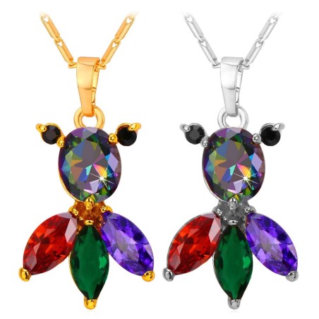 Elegant necklace with colorful crystal fishNecklaces