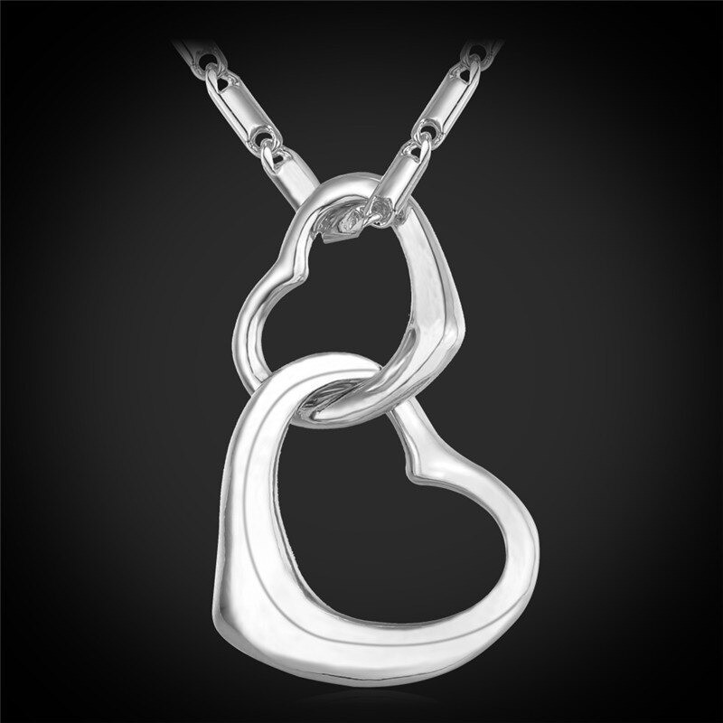 Fashionable necklace with double heart pendantNecklaces