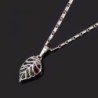 Leaf shaped pendant with crystals - stainless steel necklaceNecklaces