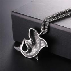 Necklace with shark shaped pendant - stainless steel - punk styleNecklaces